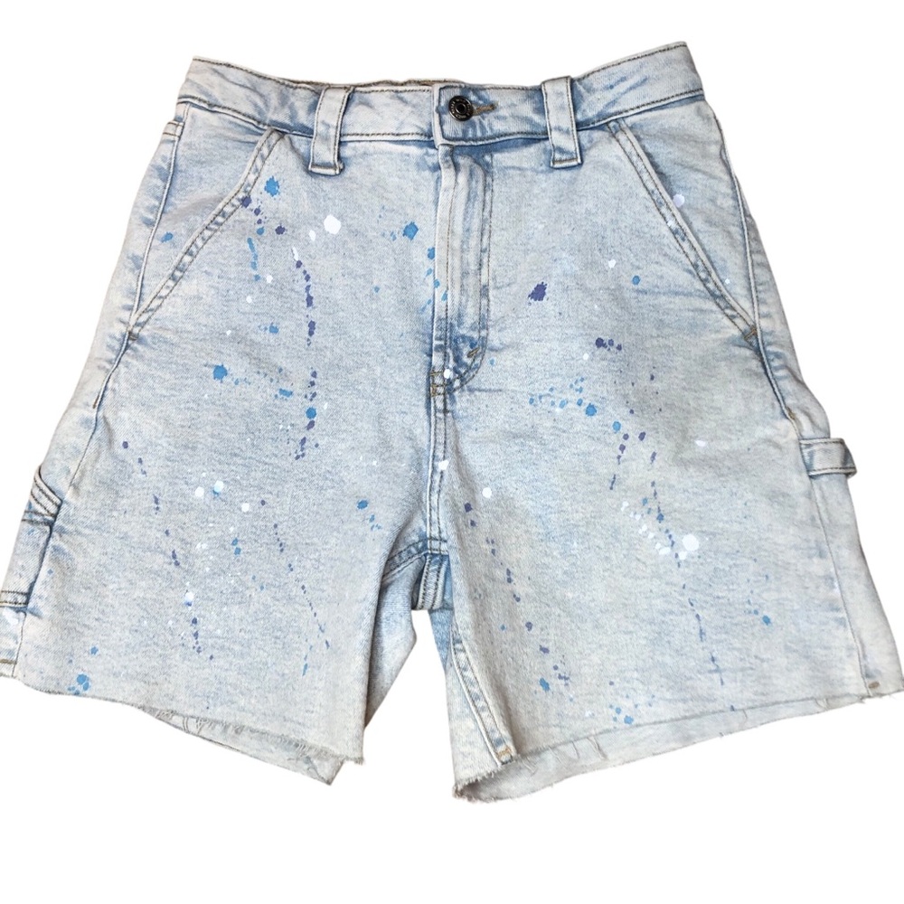 NEW Wild Fable Paint Splatter Denim Cargo Shorts Size 6 Cut Off Light Wash NWT